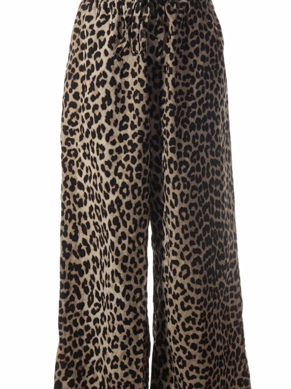 H&M Leopard Print Wide-Leg Pants - Black & Tan